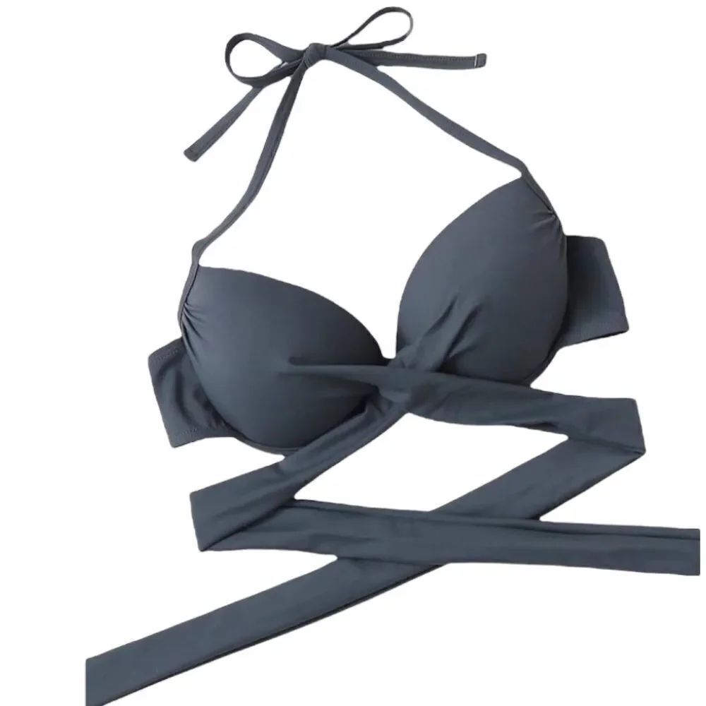 Shein Twist Wrap Push Up Bikini Top in Size Small